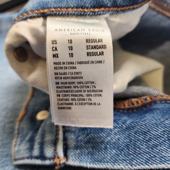 American Eagle Womens 90s Flare Jeans Size 10 High Rise Distressed Pockets Hem - Picture 9 of 14